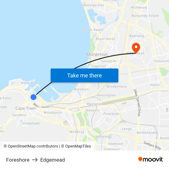 Foreshore to Edgemead map