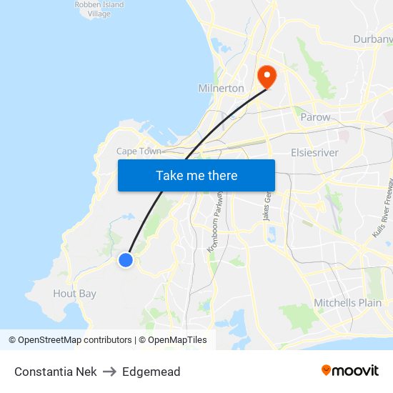 Constantia Nek to Edgemead map