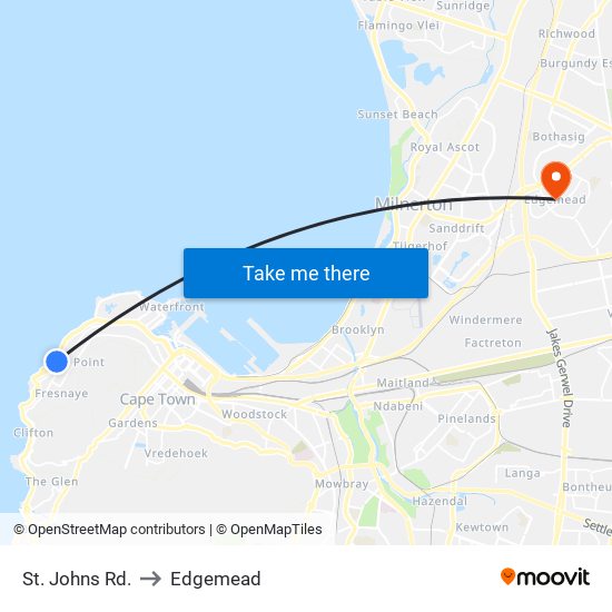 St. Johns Rd. to Edgemead map