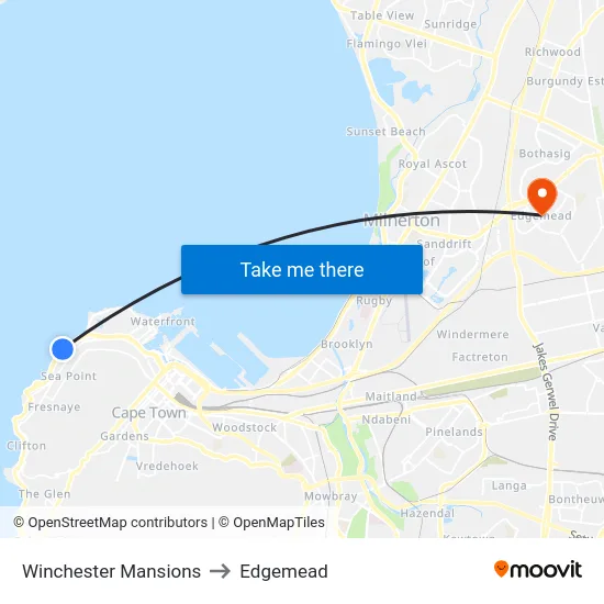 Winchester Mansions to Edgemead map
