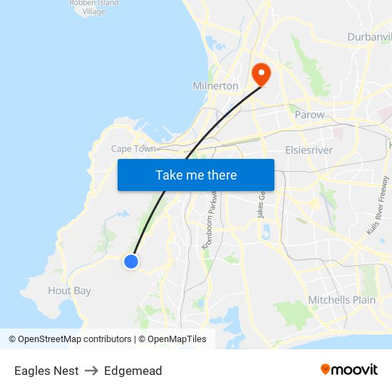 Eagles Nest to Edgemead map