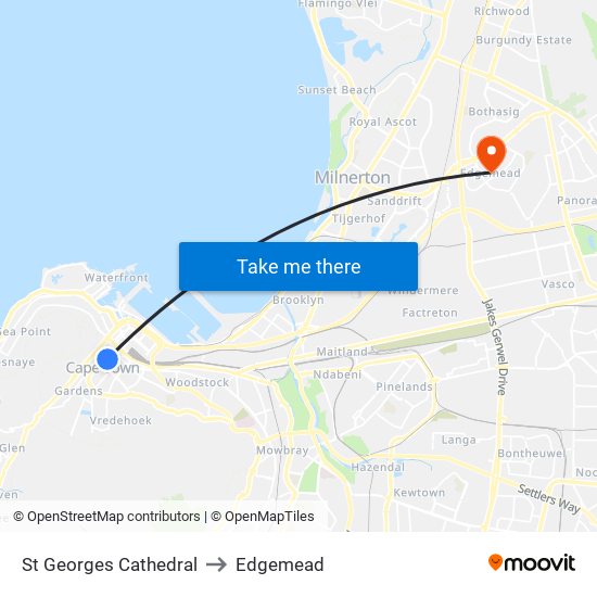 St Georges Cathedral to Edgemead map