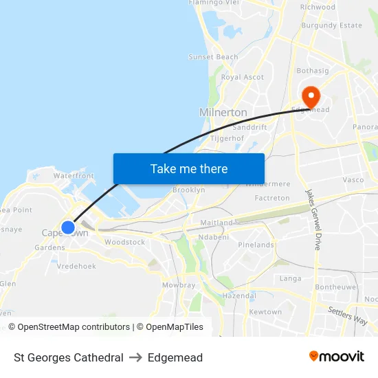 St Georges Cathedral to Edgemead map