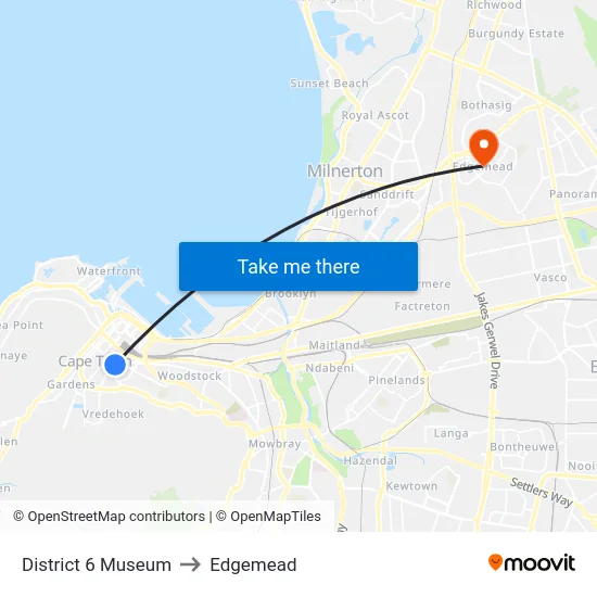 District 6 Museum to Edgemead map