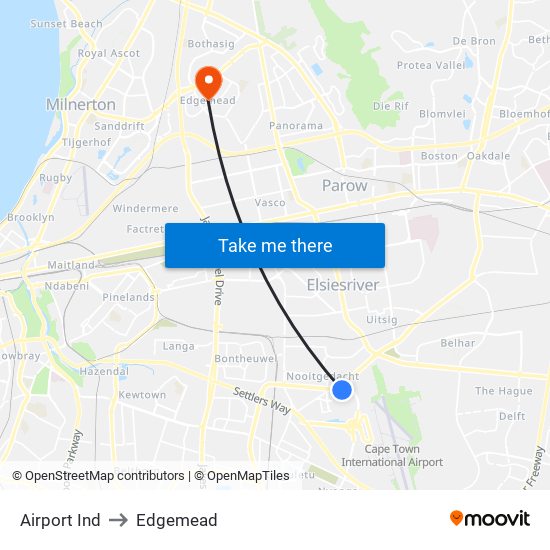 Airport Ind to Edgemead map