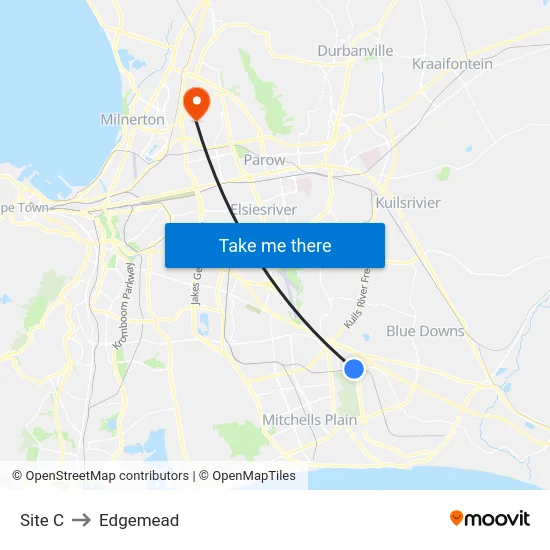 Site C to Edgemead map