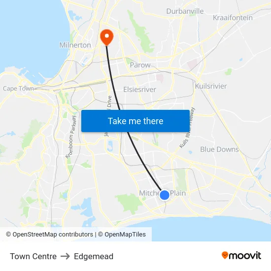 Town Centre to Edgemead map