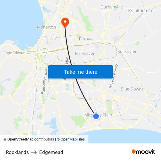 Rocklands to Edgemead map