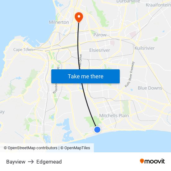 Bayview to Edgemead map
