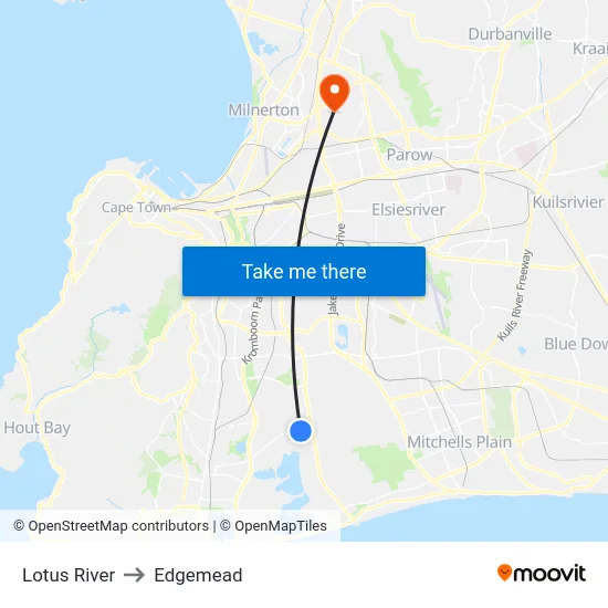 Lotus River to Edgemead map