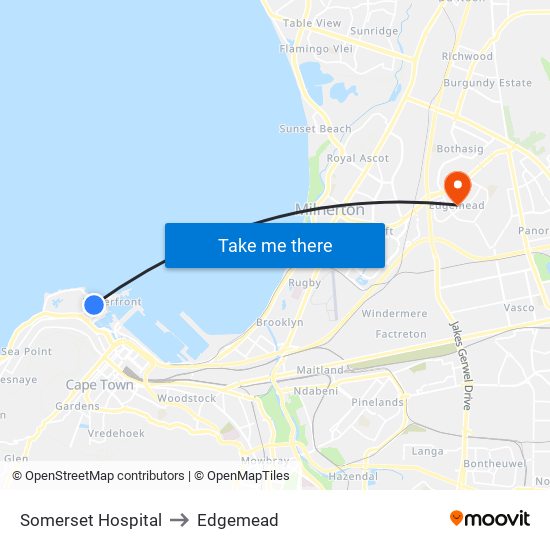Somerset Hospital to Edgemead map