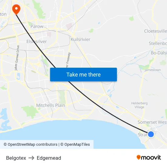 Belgotex to Edgemead map