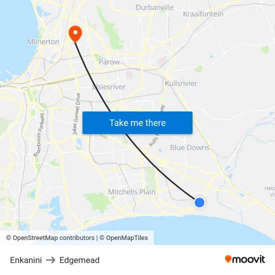 Enkanini to Edgemead map
