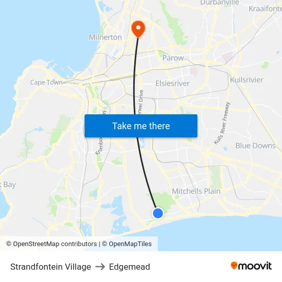 Strandfontein Village to Edgemead map