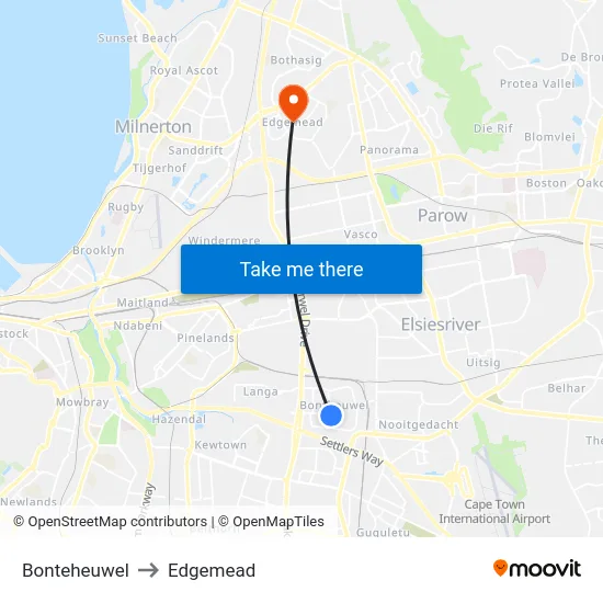 Bonteheuwel to Edgemead map