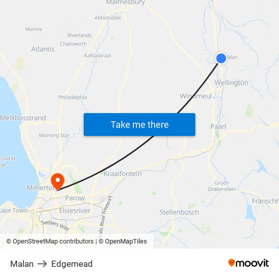 Malan to Edgemead map