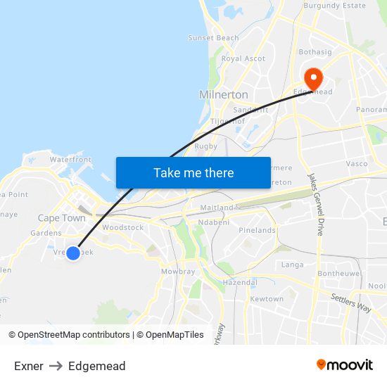 Exner to Edgemead map