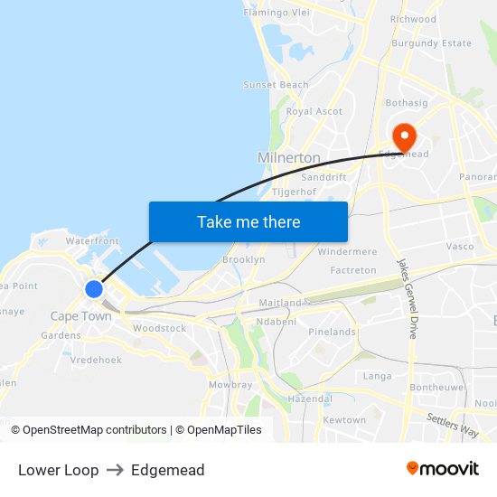 Lower Loop to Edgemead map