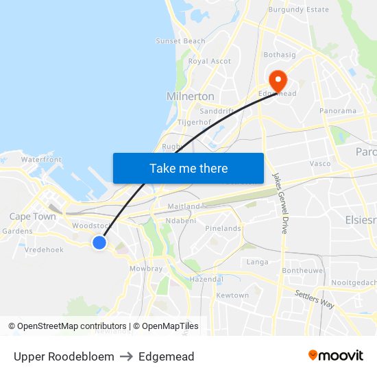 Upper Roodebloem to Edgemead map