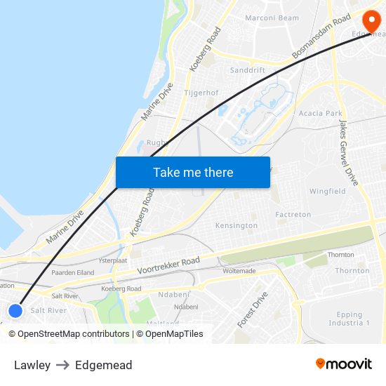 Lawley to Edgemead map