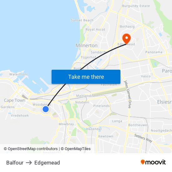 Balfour to Edgemead map