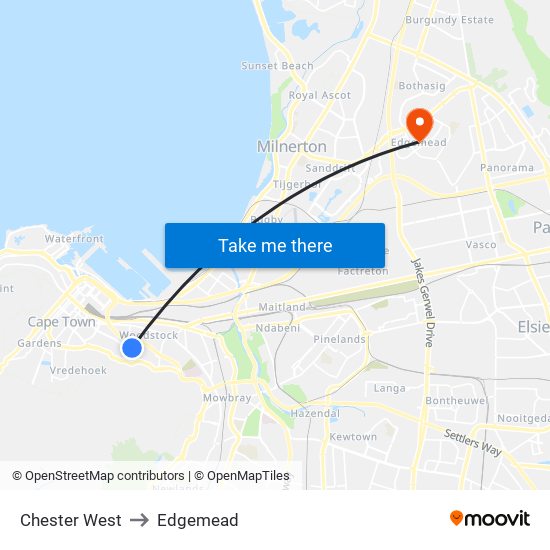 Chester West to Edgemead map