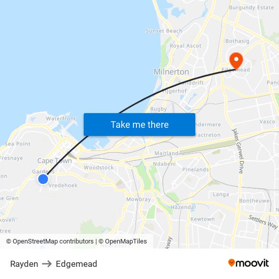 Rayden to Edgemead map