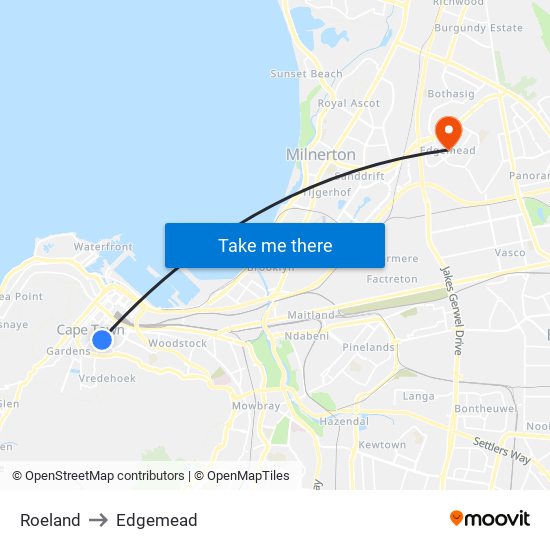 Roeland to Edgemead map