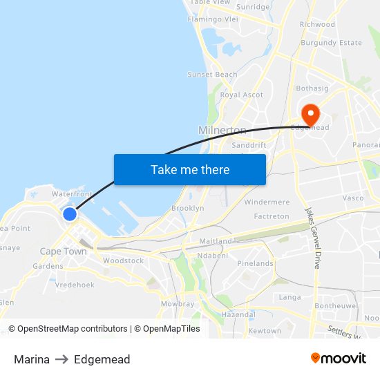 Marina to Edgemead map