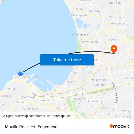 Mouille Point to Edgemead map