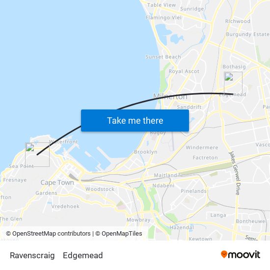 Ravenscraig to Edgemead map