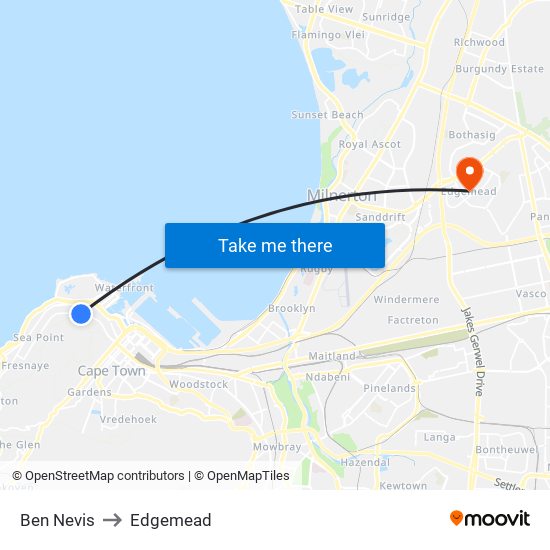 Ben Nevis to Edgemead map