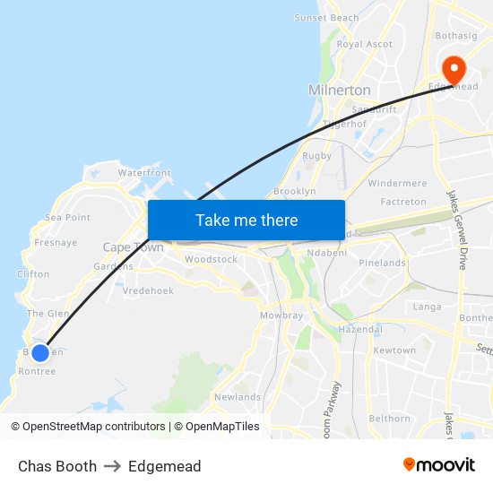 Chas Booth to Edgemead map