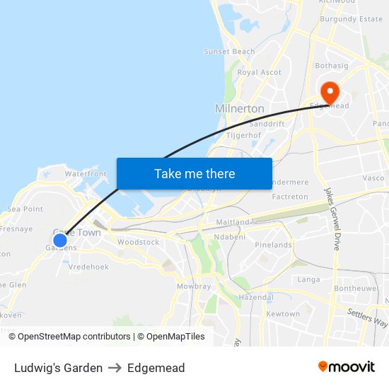 Ludwig's Garden to Edgemead map