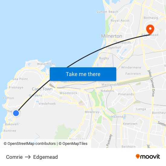 Comrie to Edgemead map