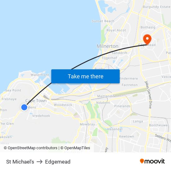 St Michael's to Edgemead map