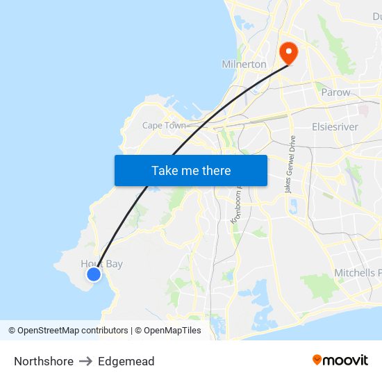 Northshore to Edgemead map
