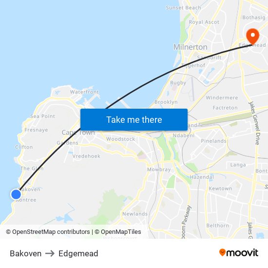 Bakoven to Edgemead map