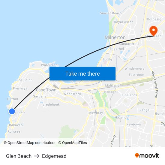 Glen Beach to Edgemead map