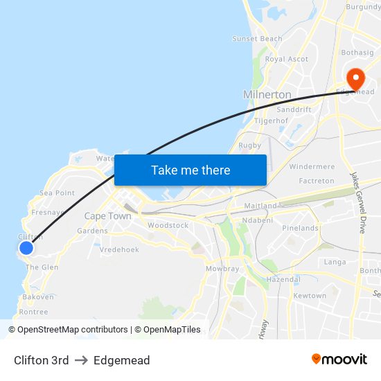 Clifton 3rd to Edgemead map