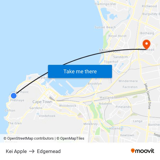 Kei Apple to Edgemead map