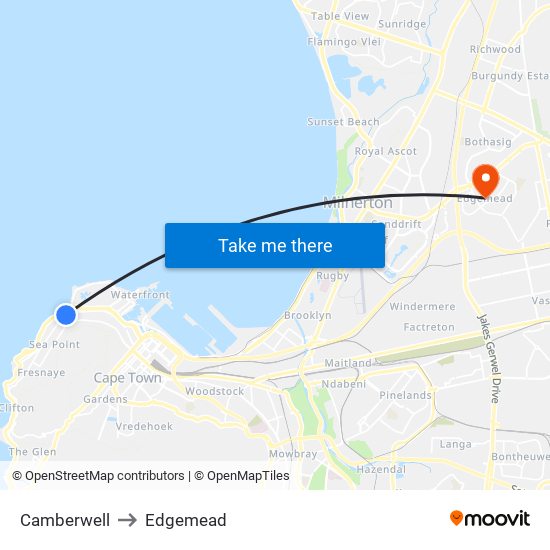 Camberwell to Edgemead map