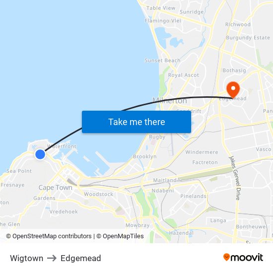 Wigtown to Edgemead map