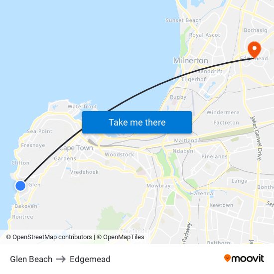 Glen Beach to Edgemead map