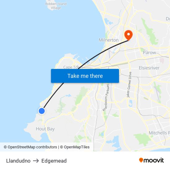 Llandudno to Edgemead map