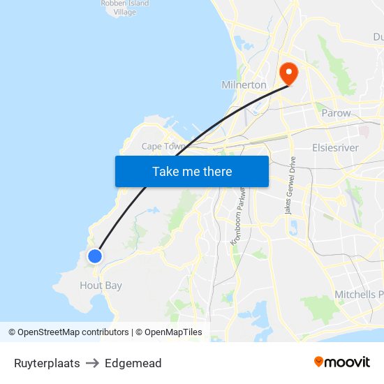 Ruyterplaats to Edgemead map