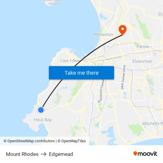 Mount Rhodes to Edgemead map