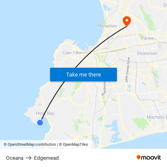 Oceana to Edgemead map