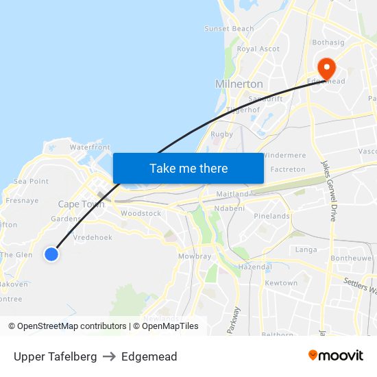 Upper Tafelberg to Edgemead map