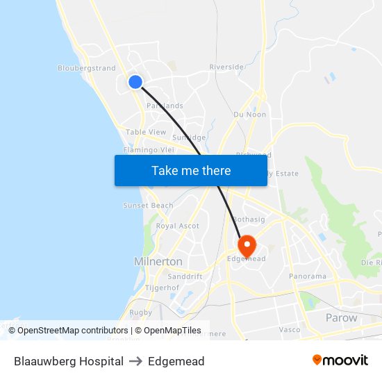 Blaauwberg Hospital to Edgemead map